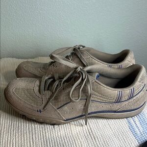 Sketchers Tan with blue trim Sneakers with Suede Finish size Ladies 7